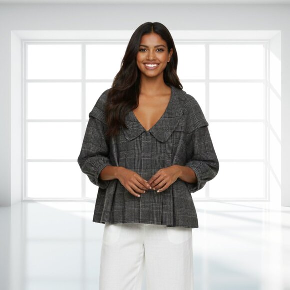 Dkny Jackets & Blazers - Donna Karan DKNY Plaid Wool Blend Pleated Swing Coat – Chic Cropped Academia